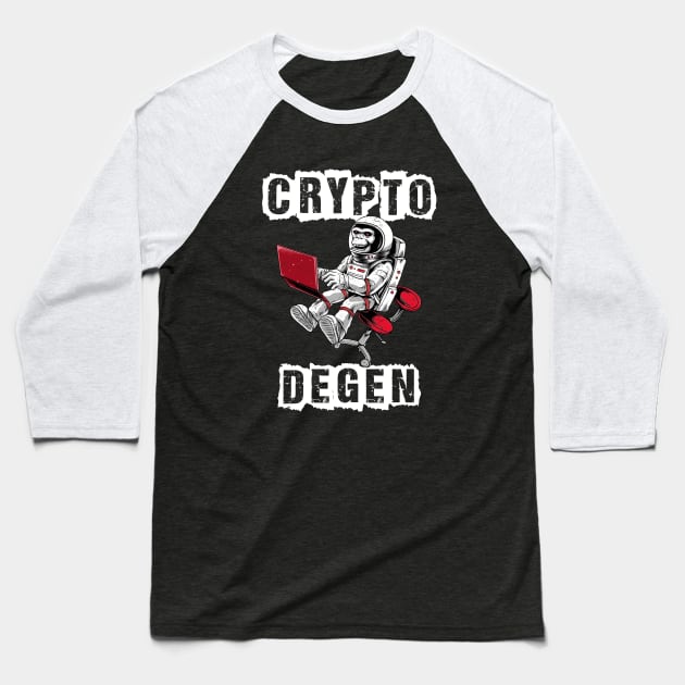 Crypto Degen. Crypto Currency Ape Trader Baseball T-Shirt by KultureinDeezign
